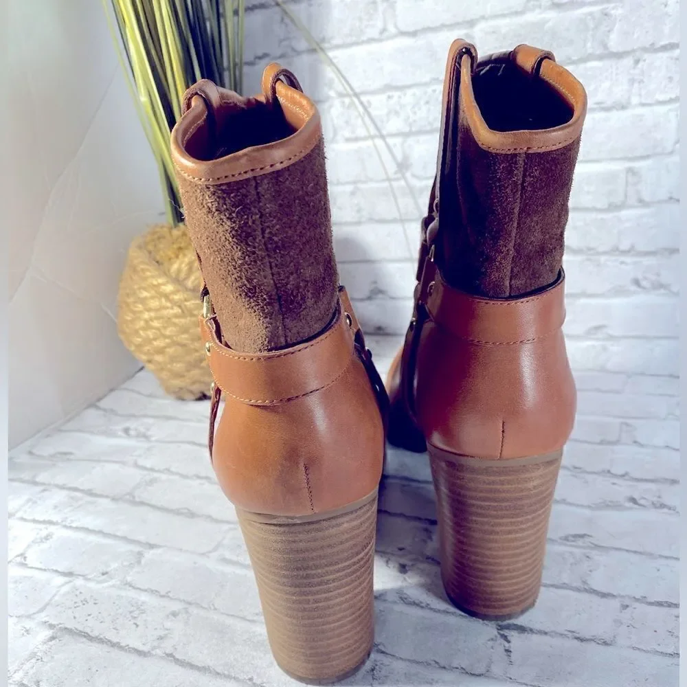 Lauren Ralph‎ Lauren Western Leather Suede Ankle Boots Sz 10B